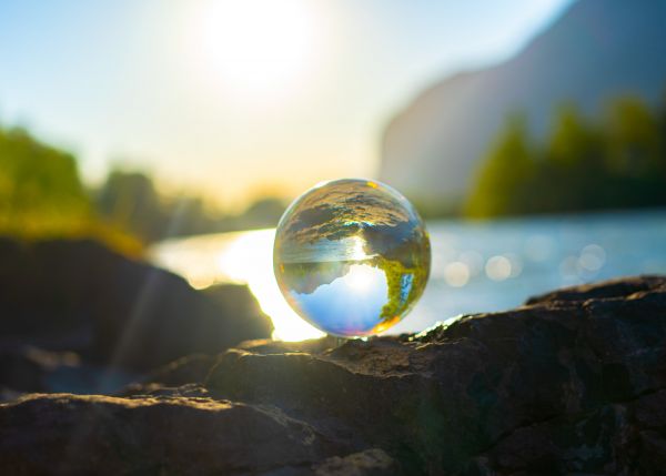 A Glass ball surrounded by nature